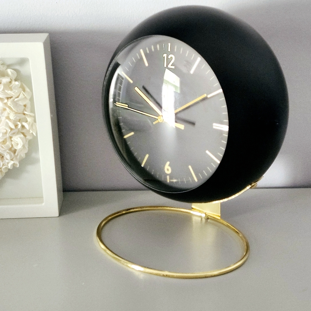 NEW Black & Gold Retro CLOCK - Picture 2 of 6